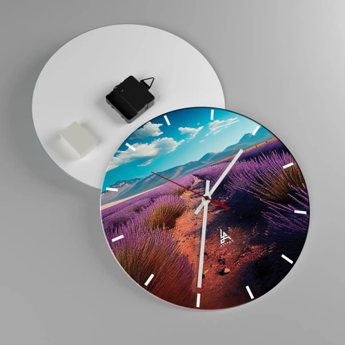 Reloj de pared - Reloj de vidrio - Campos fragantes - 30x30 cm