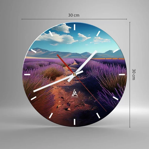 Reloj de pared - Reloj de vidrio - Campos fragantes - 30x30 cm