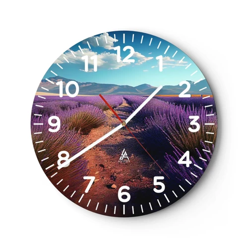 Reloj de pared - Reloj de vidrio - Campos fragantes - 30x30 cm