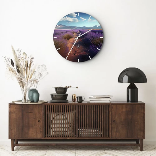 Reloj de pared - Reloj de vidrio - Campos fragantes - 30x30 cm