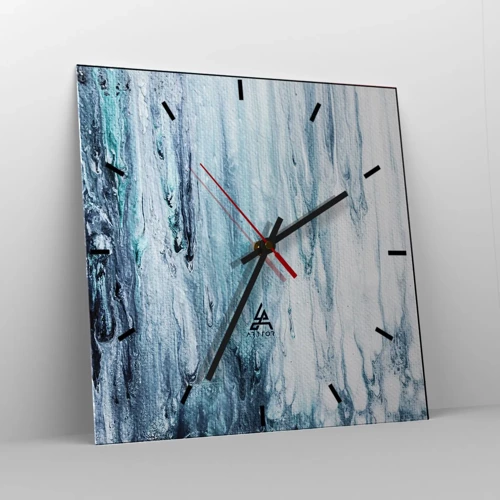 Reloj de pared - Reloj de vidrio - Carámbanos de azul - 40x40 cm