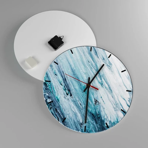 Reloj de pared - Reloj de vidrio - Carámbanos de azul - 40x40 cm