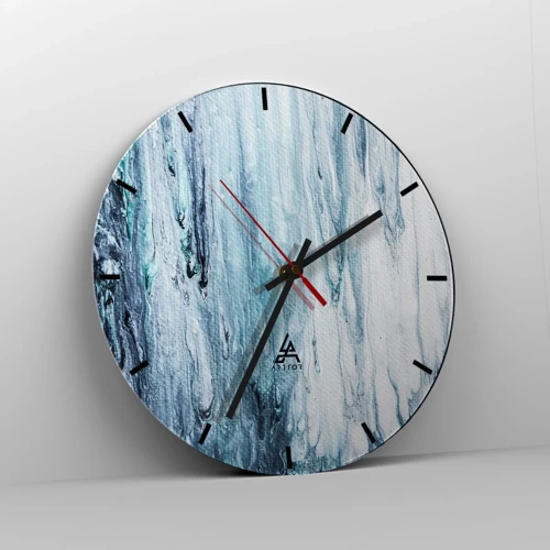 Reloj de pared - Reloj de vidrio - Carámbanos de azul - 40x40 cm