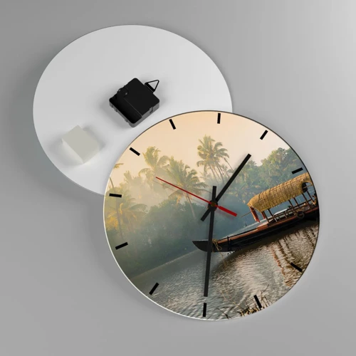 Reloj de pared - Reloj de vidrio - Casa en el río - 30x30 cm