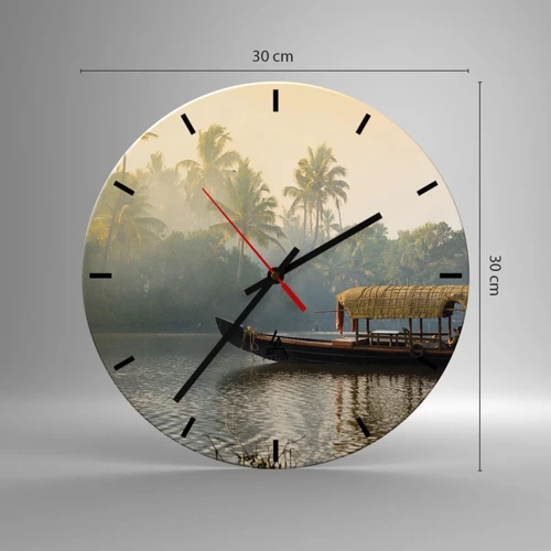 Reloj de pared - Reloj de vidrio - Casa en el río - 30x30 cm