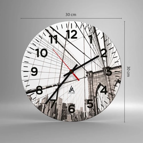 Reloj de pared - Reloj de vidrio - Catedral de Nueva York - 30x30 cm
