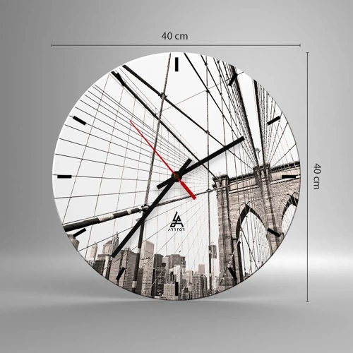 Reloj de pared - Reloj de vidrio - Catedral de Nueva York - 40x40 cm