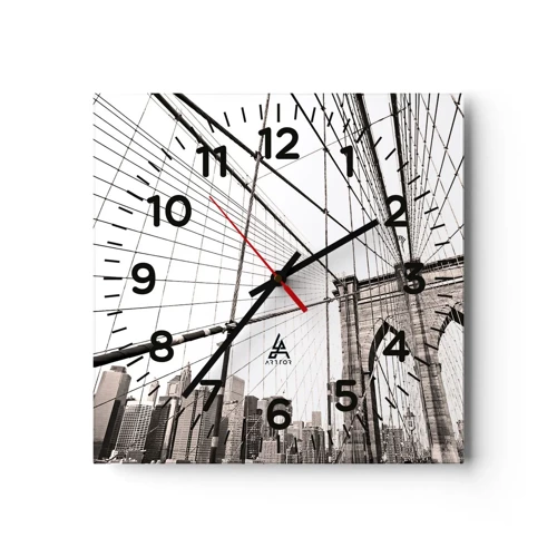 Reloj de pared - Reloj de vidrio - Catedral de Nueva York - 40x40 cm