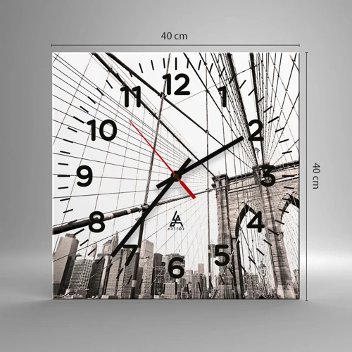 Reloj de pared - Reloj de vidrio - Catedral de Nueva York - 40x40 cm