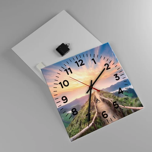 Reloj de pared - Reloj de vidrio - Cerca del cielo - 40x40 cm