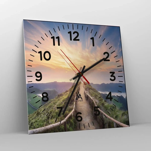 Reloj de pared - Reloj de vidrio - Cerca del cielo - 40x40 cm