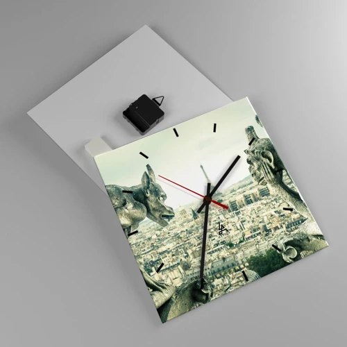 Reloj de pared - Reloj de vidrio - Charlas parisinas - 30x30 cm