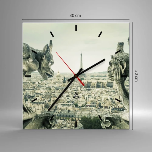 Reloj de pared - Reloj de vidrio - Charlas parisinas - 30x30 cm