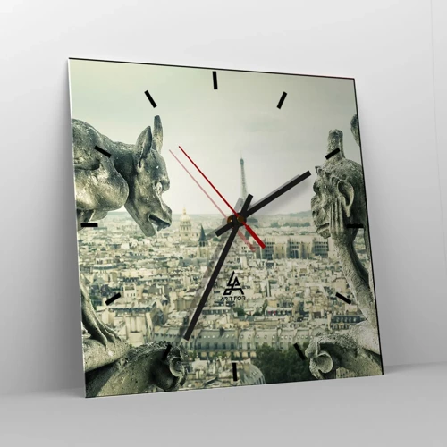 Reloj de pared - Reloj de vidrio - Charlas parisinas - 30x30 cm