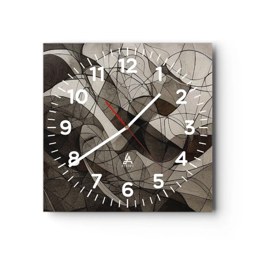 Reloj de pared - Reloj de vidrio - Circulación en colores tierra - 40x40 cm