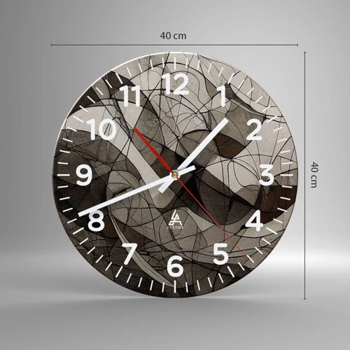 Reloj de pared - Reloj de vidrio - Circulación en colores tierra - 40x40 cm