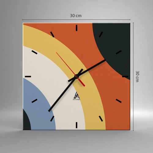 Reloj de pared - Reloj de vidrio - Círculo sobre círculo - 30x30 cm