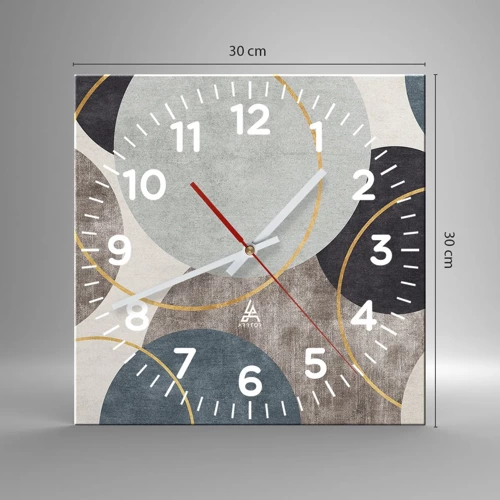 Reloj de pared - Reloj de vidrio - Círculo tras círculo - 30x30 cm