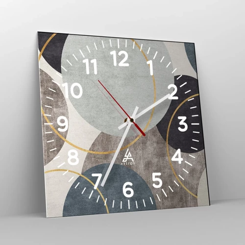 Reloj de pared - Reloj de vidrio - Círculo tras círculo - 30x30 cm