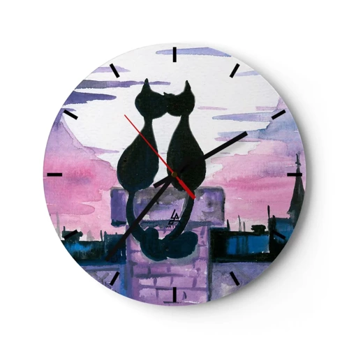 Reloj de pared - Reloj de vidrio - Cita bajo la luna - 30x30 cm