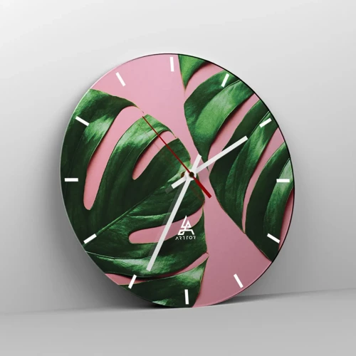 Reloj de pared - Reloj de vidrio - Cita con el verde - 30x30 cm
