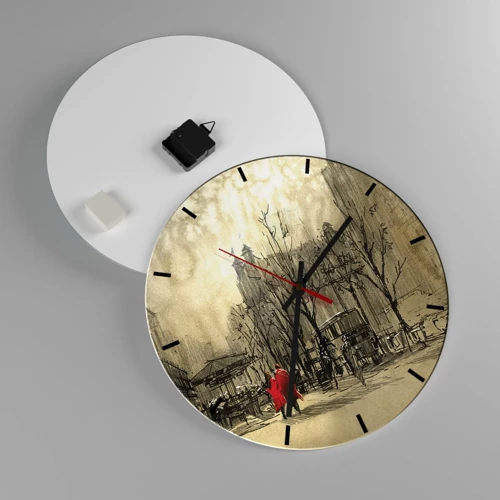 Reloj de pared - Reloj de vidrio - Cita en la niebla de Londres  - 40x40 cm