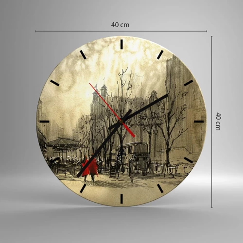 Reloj de pared - Reloj de vidrio - Cita en la niebla de Londres  - 40x40 cm