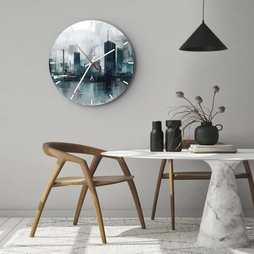 Reloj de pared - Reloj de vidrio - Ciudad color lluvia - 30x30 cm