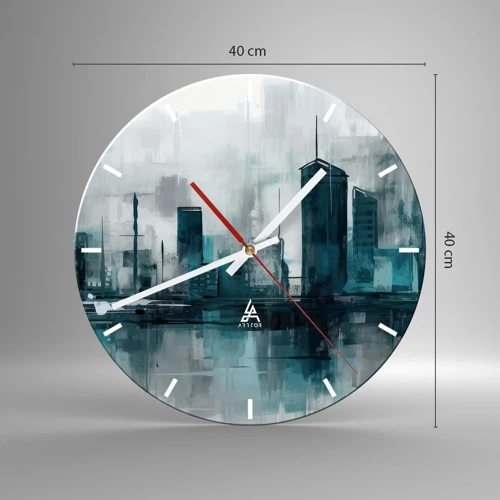 Reloj de pared - Reloj de vidrio - Ciudad color lluvia - 40x40 cm