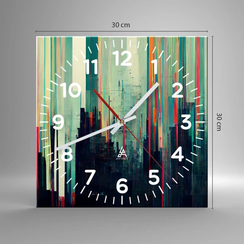 Reloj de pared - Reloj de vidrio - Ciudad futurista - 30x30 cm