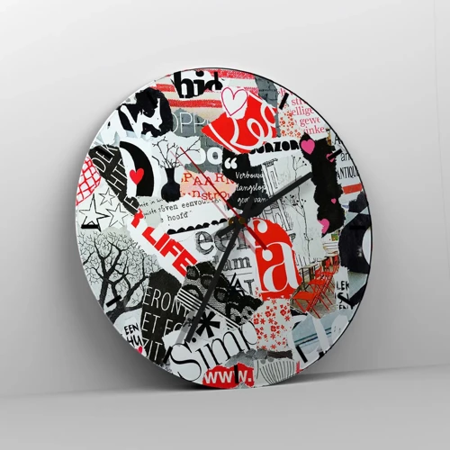 Reloj de pared - Reloj de vidrio - Collage hipster - 30x30 cm