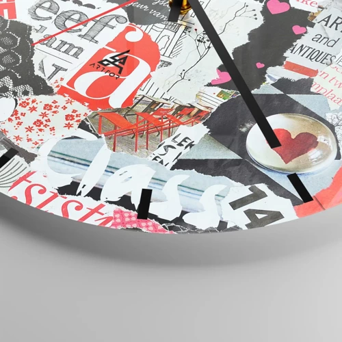 Reloj de pared - Reloj de vidrio - Collage hipster - 30x30 cm