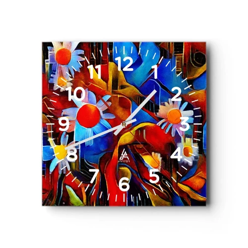 Reloj de pared - Reloj de vidrio - Colores de la vida - 30x30 cm