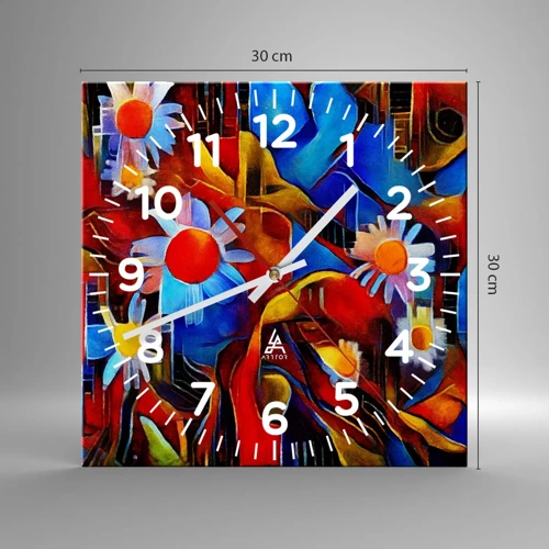 Reloj de pared - Reloj de vidrio - Colores de la vida - 30x30 cm