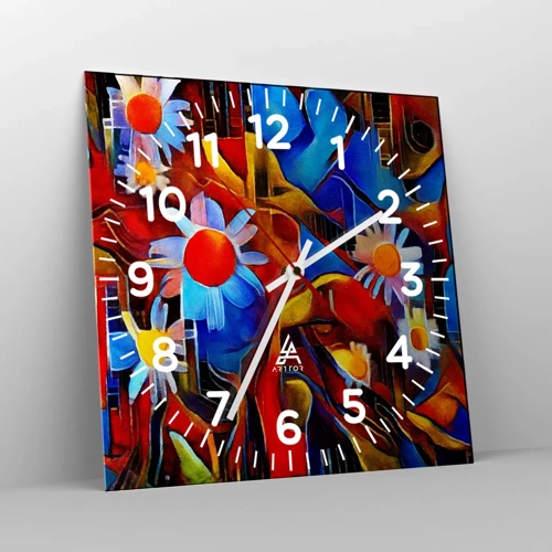 Reloj de pared - Reloj de vidrio - Colores de la vida - 30x30 cm