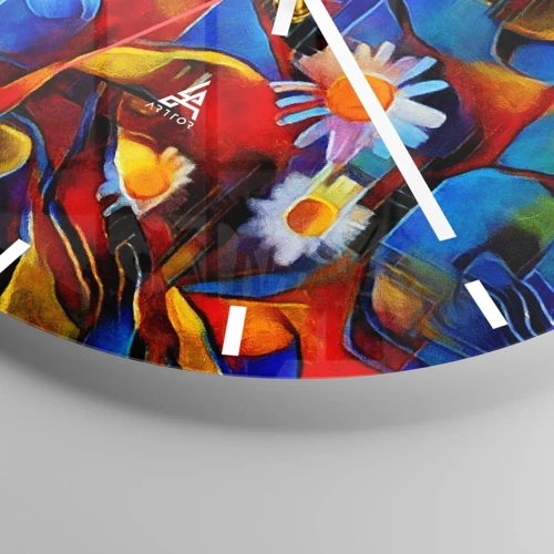 Reloj de pared - Reloj de vidrio - Colores de la vida - 40x40 cm