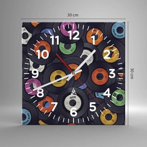 Reloj de pared - Reloj de vidrio - Colores de los clásicos - 30x30 cm