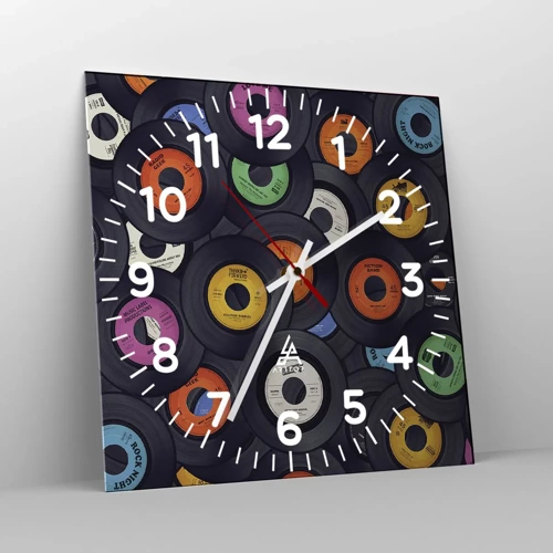 Reloj de pared - Reloj de vidrio - Colores de los clásicos - 30x30 cm