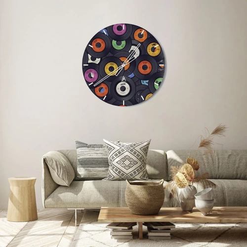 Reloj de pared - Reloj de vidrio - Colores de los clásicos - 30x30 cm