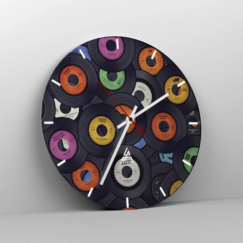 Reloj de pared - Reloj de vidrio - Colores de los clásicos - 30x30 cm