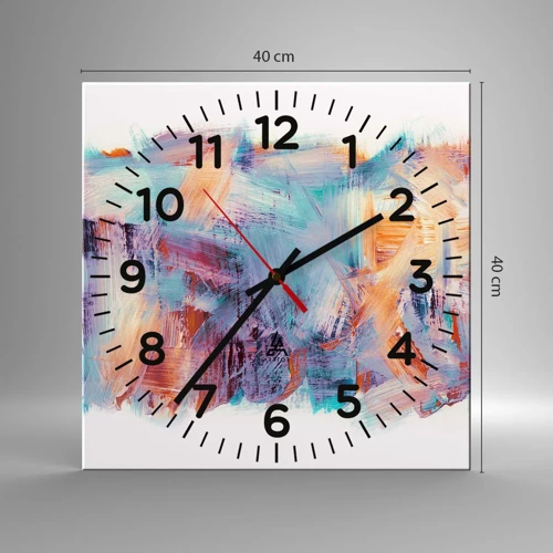 Reloj de pared - Reloj de vidrio - Colorido desorden - 40x40 cm