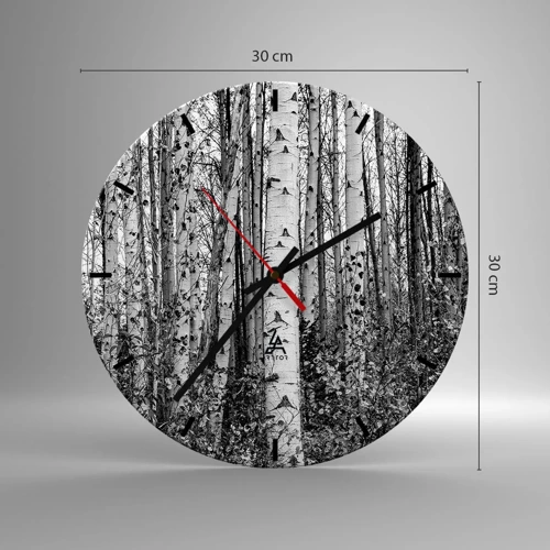 Reloj de pared - Reloj de vidrio - Columnas de abedules - 30x30 cm