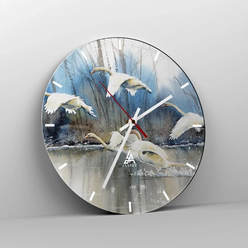 Reloj de pared - Reloj de vidrio - Como en un cuento de cisnes salvajes - 30x30 cm