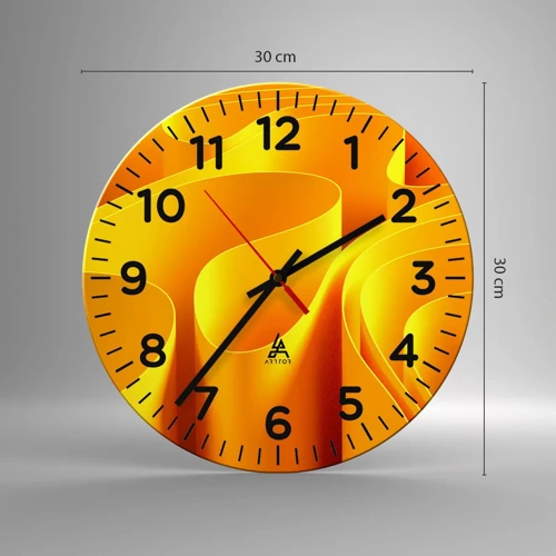 Reloj de pared - Reloj de vidrio - Como las olas del sol - 30x30 cm