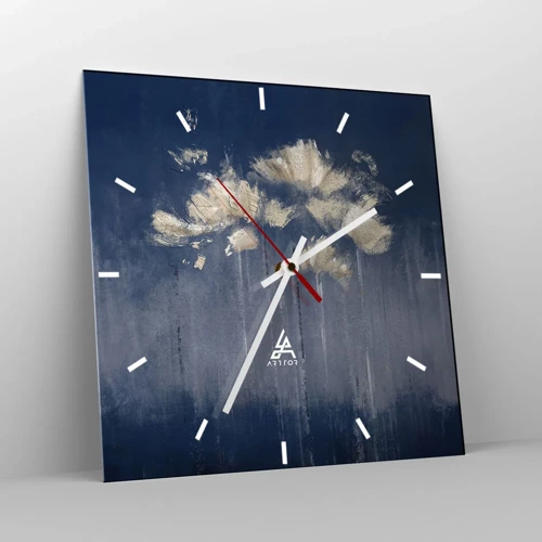 Reloj de pared - Reloj de vidrio - Como pétalos al viento - 30x30 cm