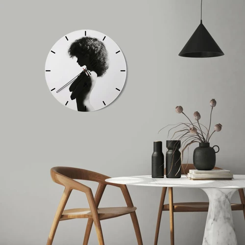 Reloj de pared - Reloj de vidrio - Como una flor en un tallo delgado - 30x30 cm