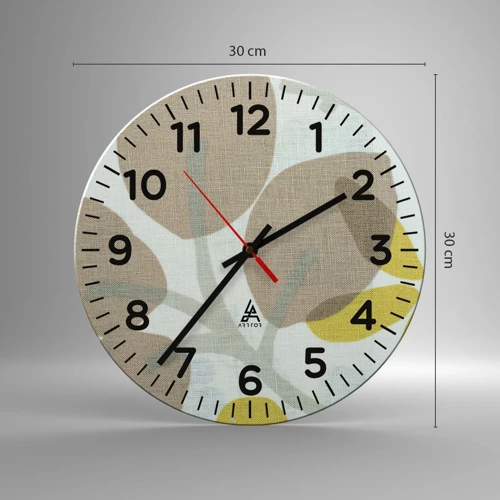 Reloj de pared - Reloj de vidrio - Composición a pleno sol - 30x30 cm