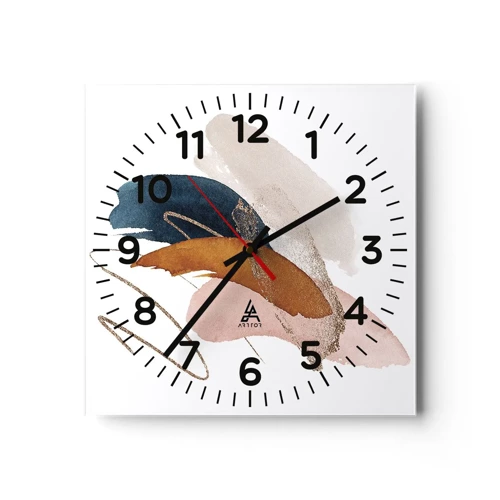 Reloj de pared - Reloj de vidrio - Composición alada - 40x40 cm