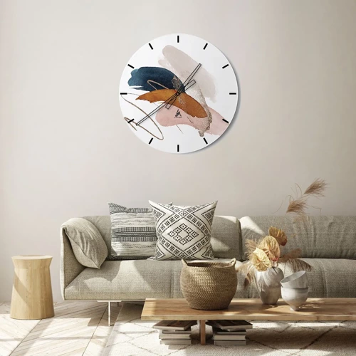 Reloj de pared - Reloj de vidrio - Composición alada - 40x40 cm