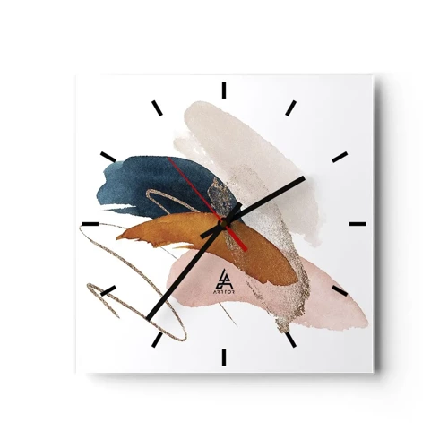 Reloj de pared - Reloj de vidrio - Composición alada - 40x40 cm